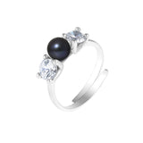 PERLINEA- Bague- Perles de Culture d'Eau douce- Bouton Diamètre 5-6 mm Black Tahiti- Taille Réglable- Bijou Femme- Argent 925 Millièmes