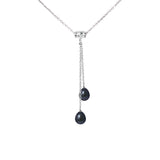 PERLINEA – Collier Toi & Moi en Perles de Culture d’Eau Douce Black Tahiti & Argent 925 | Élégance en Duo