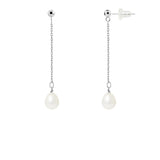 PERLINEA – Boucles d’Oreilles Pendantes en Perles Blanc & Or Jaune