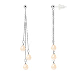 PERLINEA – Boucles d’Oreilles Pendantes en Perles Rose Or Blanc | Élégance Moderne et Luxe Intemporel