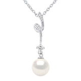 Collier Pendentif "FANTAISIE" Perle Blanche et Oxydes de Zirconium